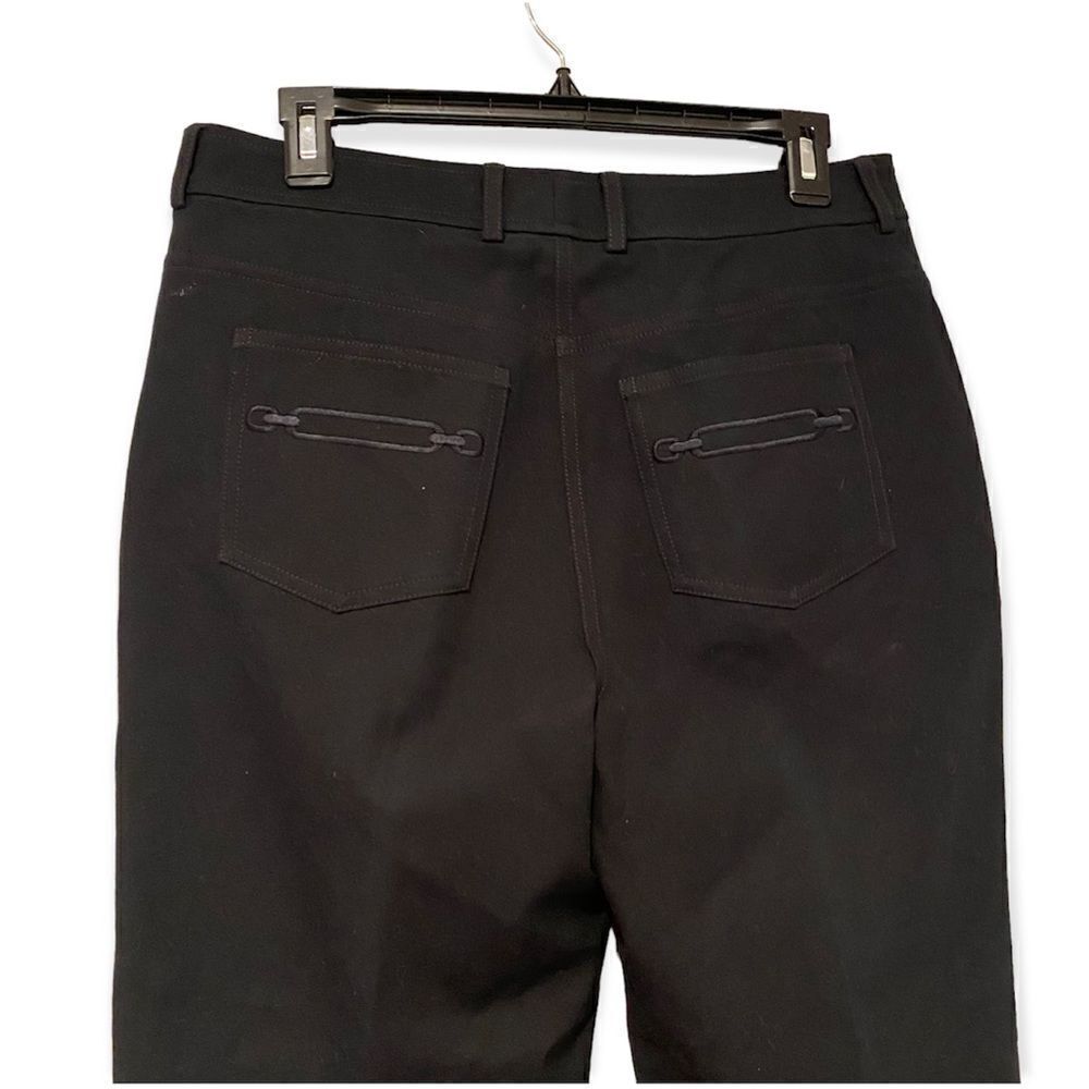 St. John Caviar Black Wide Leg High Rise Pants Size 10 - Picture 4 of 6